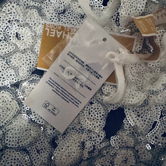 Michael Michael Kors Sequined Floral Mesh T-Shirt Dress - White - Medium - NWT - Picture 6 of 8